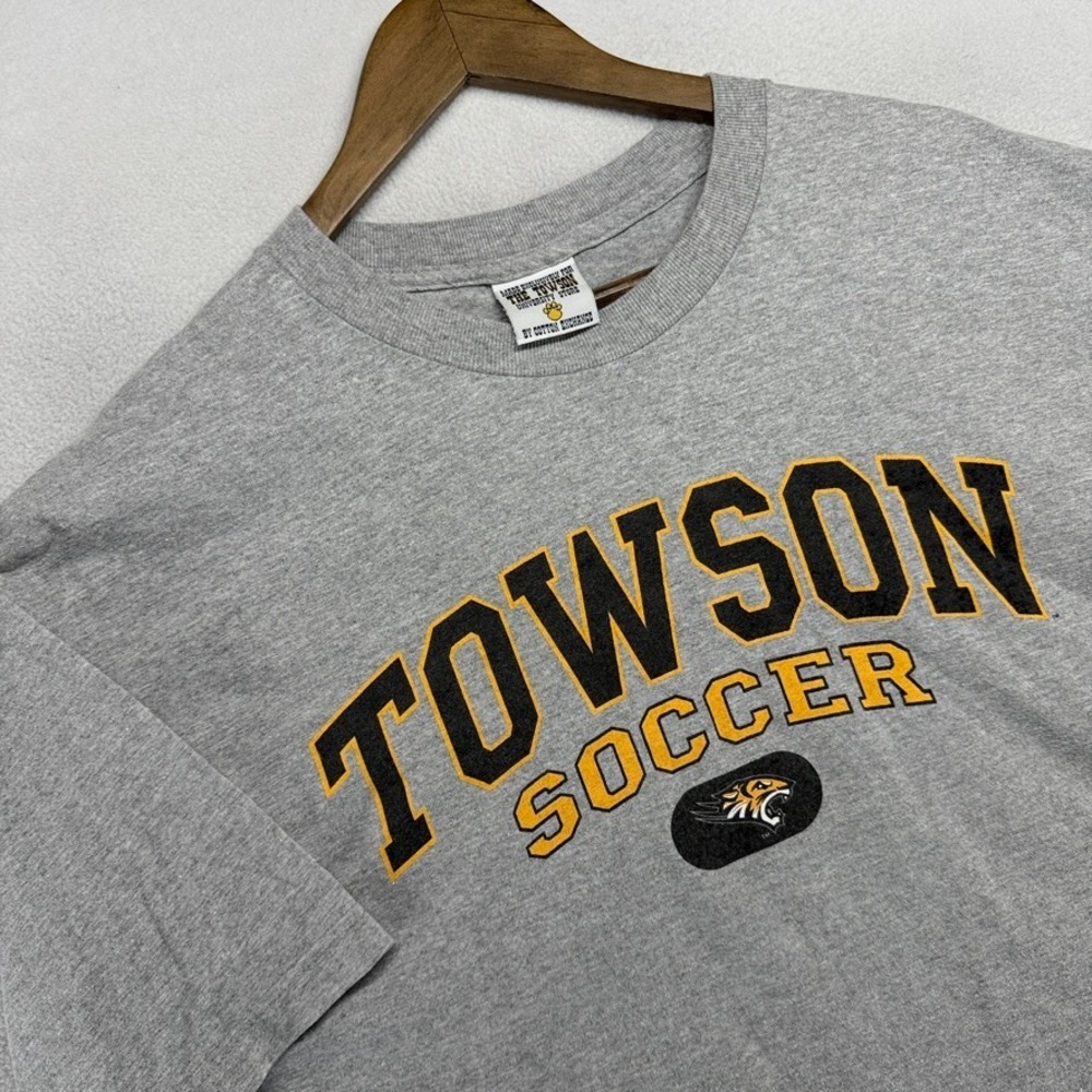 Vintage Townson University Shirt men's XL Gray Soccer Spellout Graphic Maryland